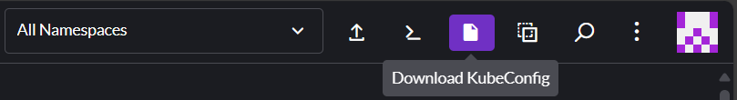 "Download KubeConfig" icon